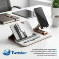 Twasioe™ 3-in-1 Smart Desk Organizer with Phone Stand, Document Holder & Pen Tray, Ergonomic Desktop Station for Office, Home Workspace, Study Desk, Tablet, Notepad, Pens & Accessories