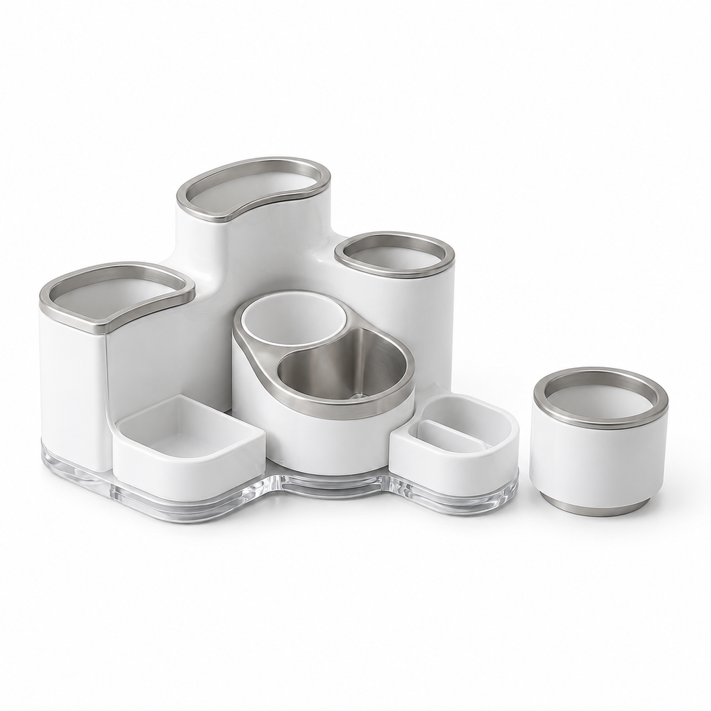 Twasioe™ Modular Desk Organizer, Multi-Compartment Office Supplies Holder, Pen Cup, Sticky Note Tray, Paper Clip Storage, Tape Holder & Phone Stand for Home Office, School, Dorm, Vanity Desk